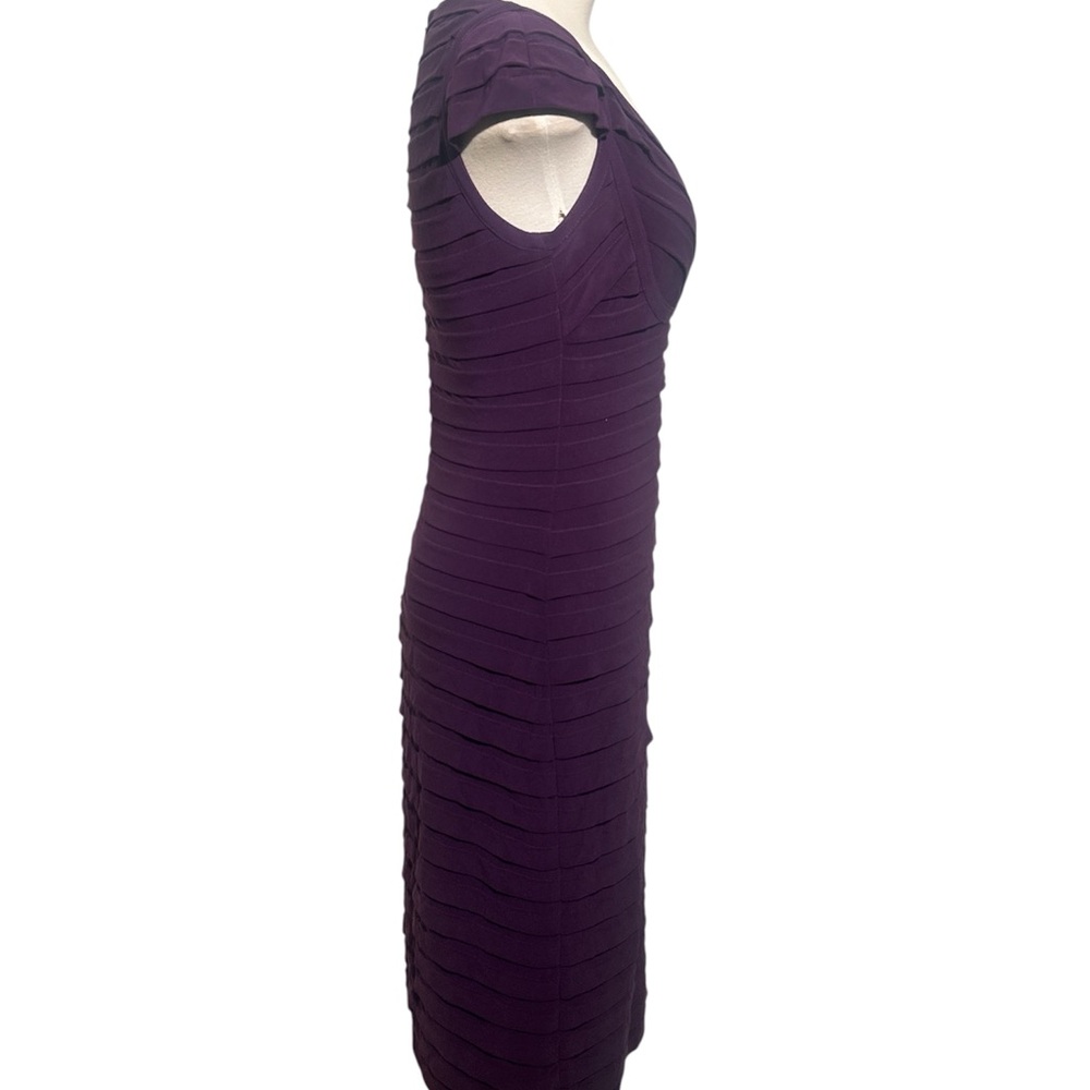Adrianna Papell Elegant Deep Purple V-Neck Cap Sleeve Cocktail Dress Size 6 - Picture 3 of 11